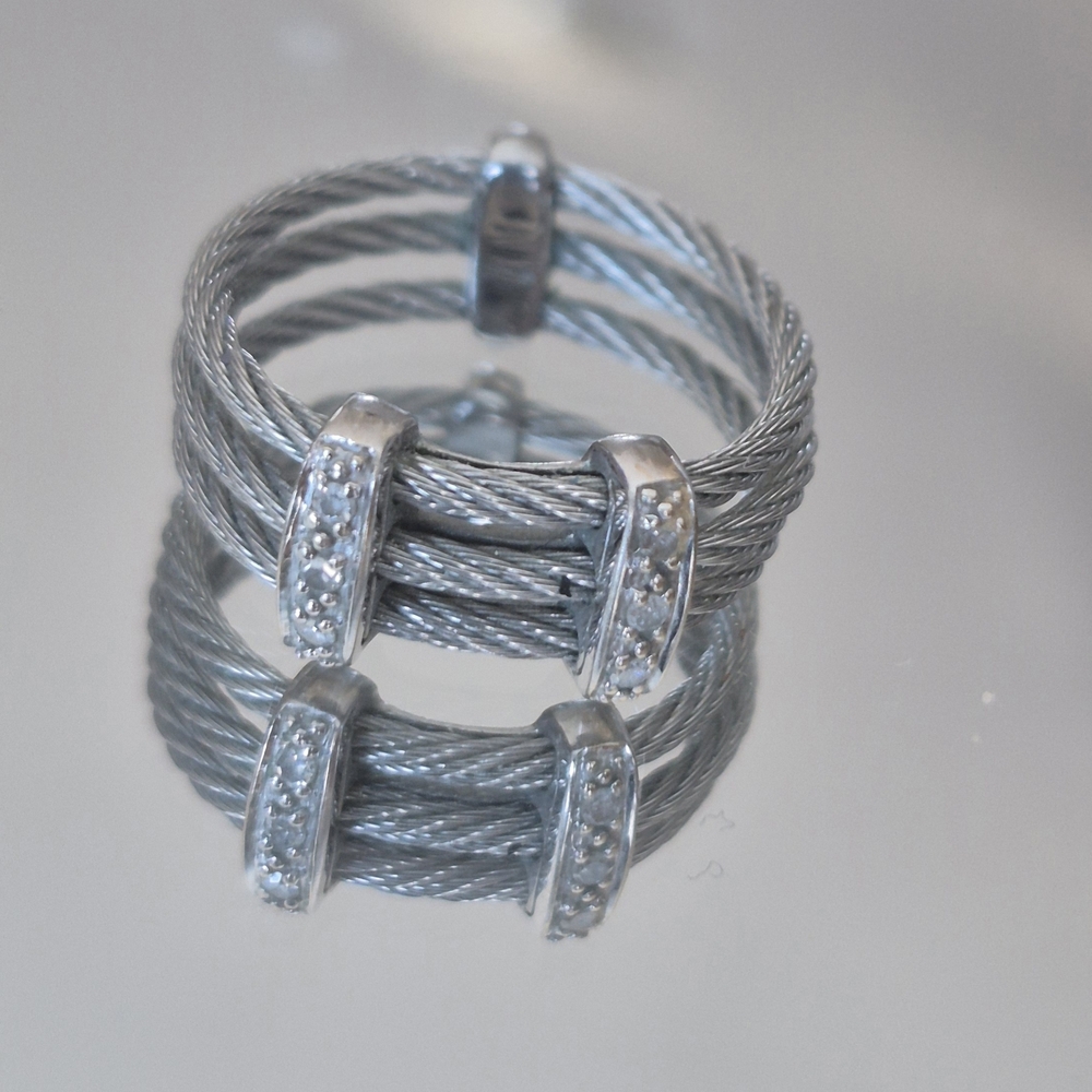 Designer ALOR 18k Diamond Cable Ring 7